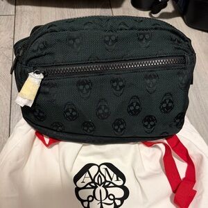 Alexander McQueen Black and Green Skull Print Crossbody